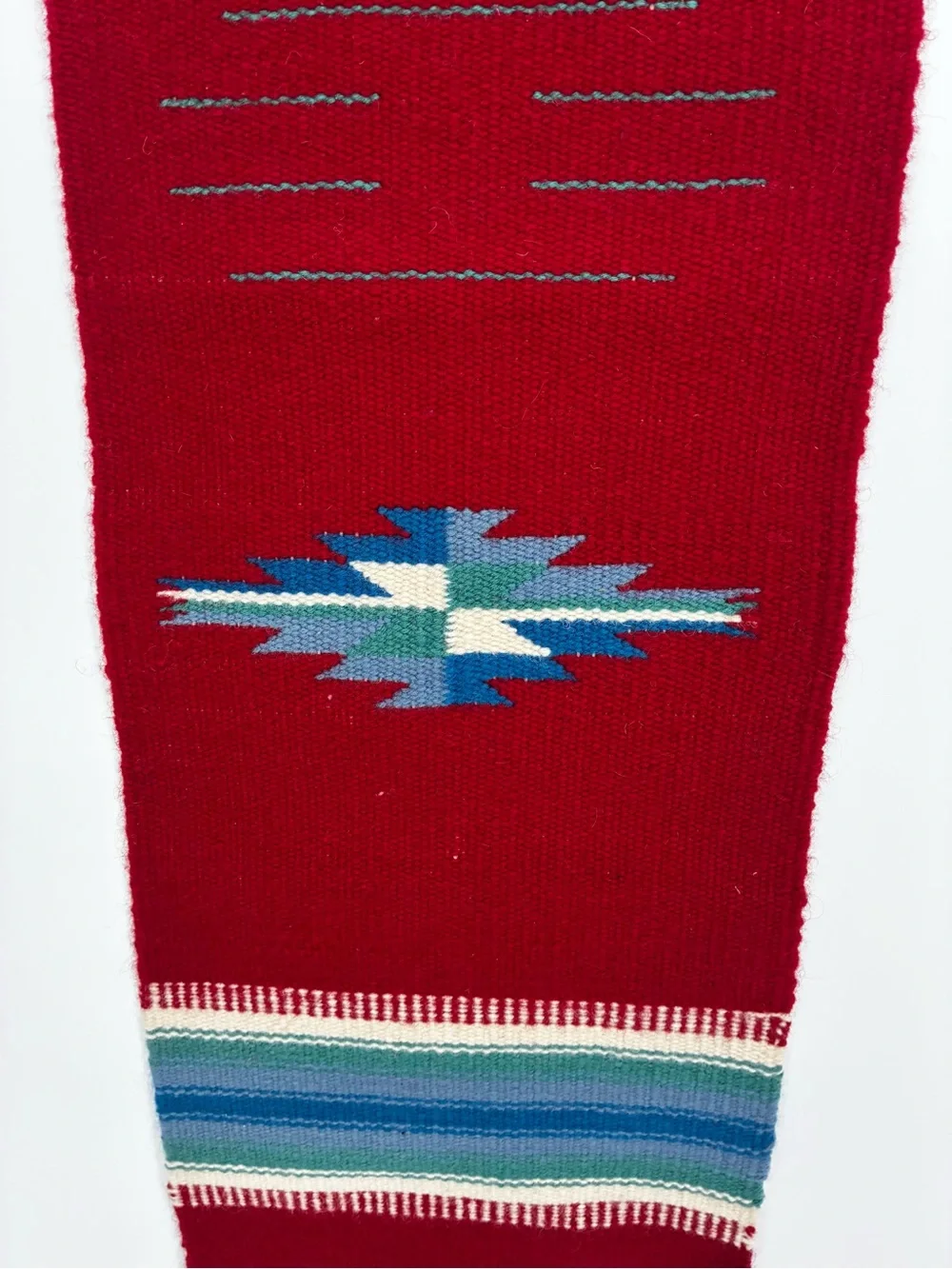 Vintage Ortega's Chimayo Handwoven Wool Southwest Table Runner 58”